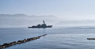 A U.S. military destroyer docks at the Port of Eilat, Israel, Feb. 1, 2026. (Reuters Photo)