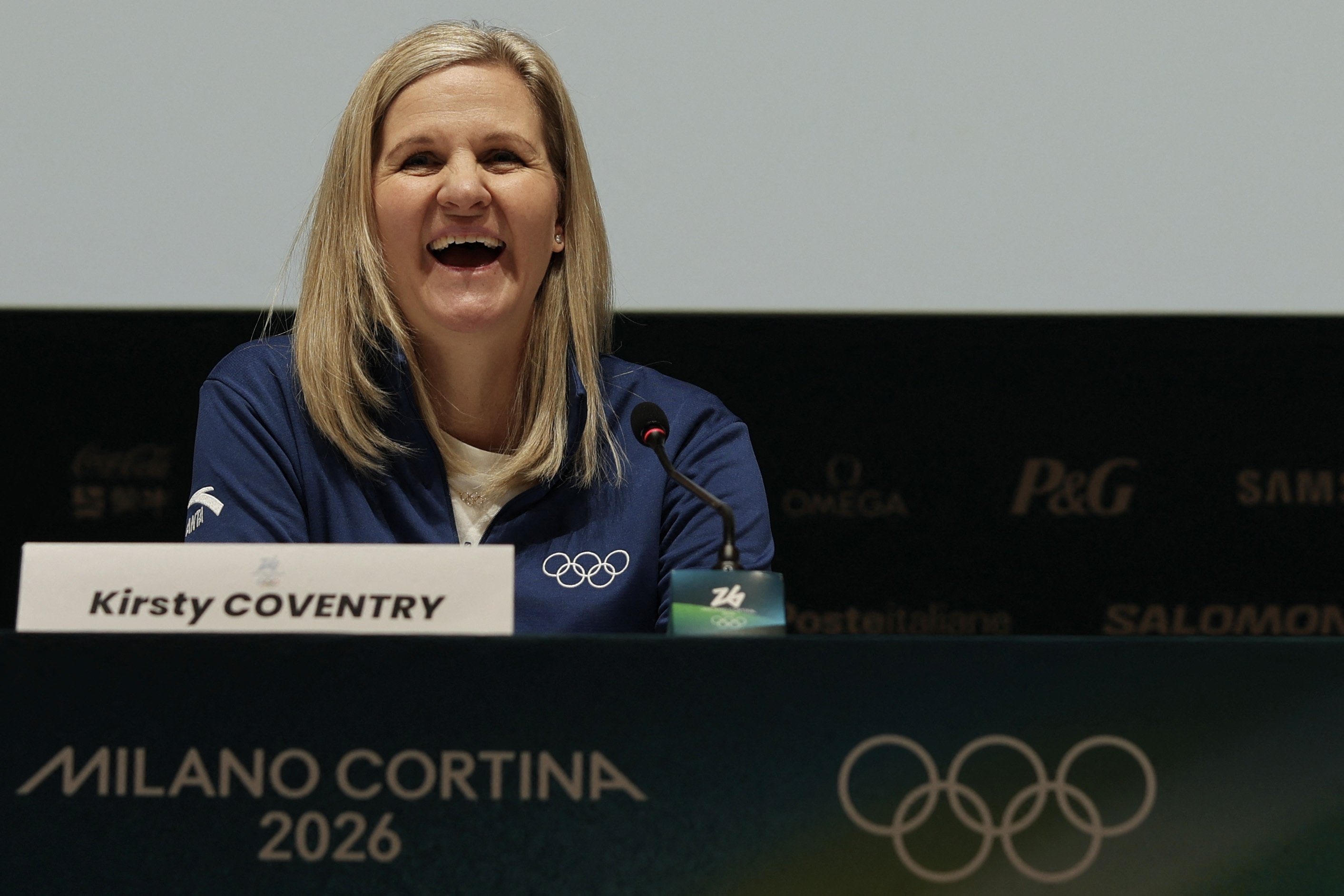 IOC President Kirsty Coventry during a press conference ahead of the Milano-Cortina 2026 Winter Olympics at the Olympic and Paralympic Athletes' Village, Milan, Italy, Feb. 1, 2026. (Reuters Photo)