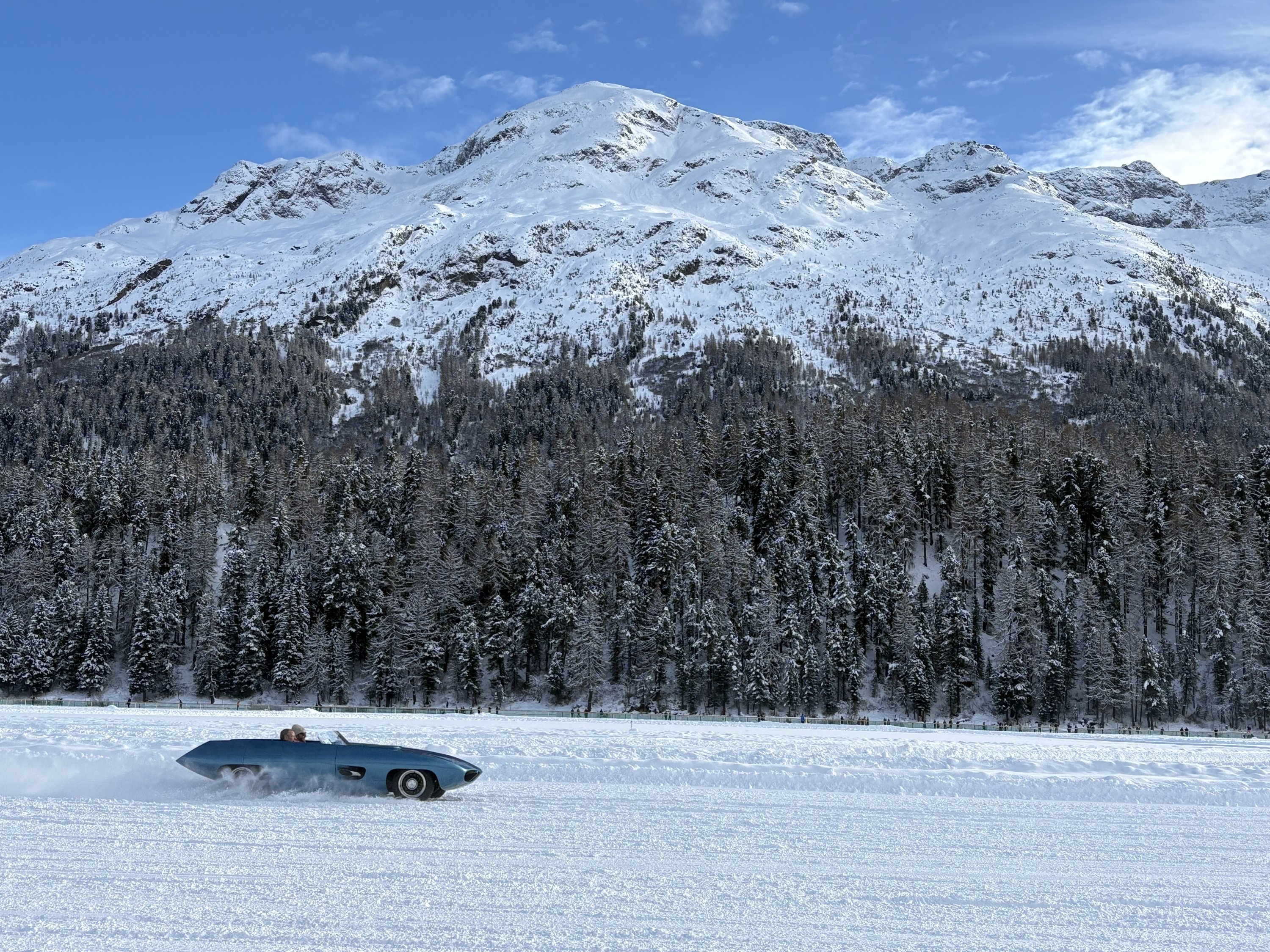 An iconic car at the I.C.E. St. Moritz, Switzerland, Jan. 30, 2026. (Photo by Funda Karayel)