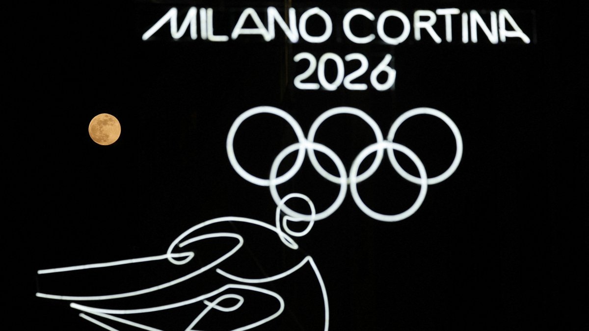 The Olympic rings are on display ahead of the Milano-Cortina 2026 Winter Olympics, Milan, Italy, Feb. 1, 2026. (Reuters Photo)