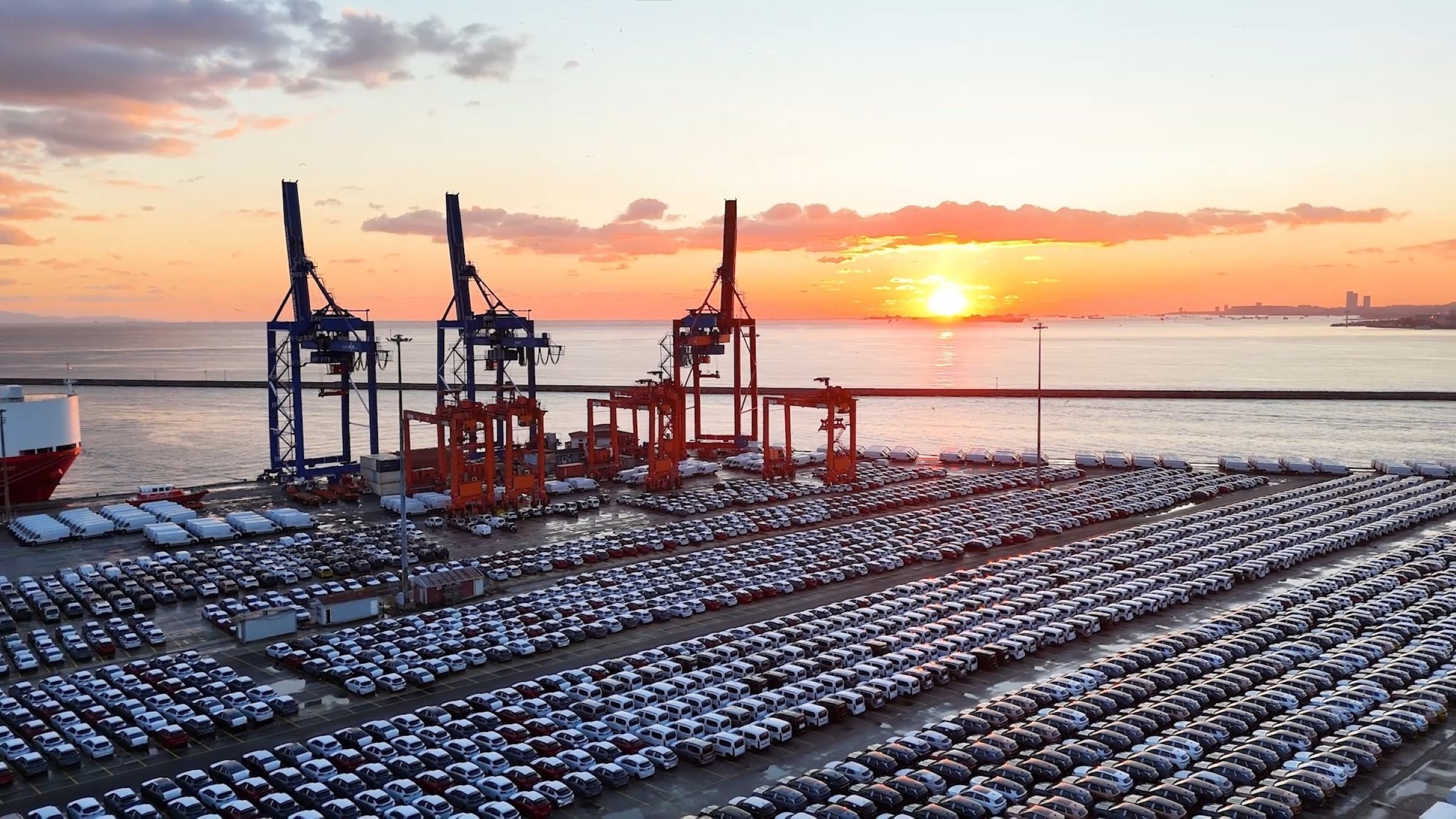 Imported cars are seen at the Haydarpaşa Port, Istanbul, Türkiye, Jan. 7, 2026. (IHA Photo)