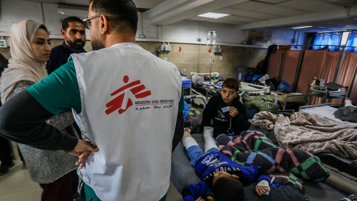 Palestinians are treated by the Doctors Without Borders (MSF) doctors at the al-Nasr Hospital in the city of Khan Younis, the Gaza Strip, Jan. 15, 2026. (AA Photo)