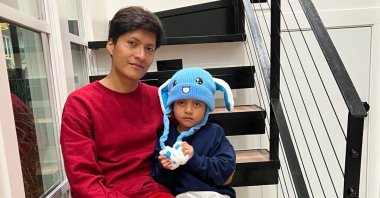 In this photo released by U.S. Rep. Joaquin Castro, D-TX, Adrian Conejo Arias and his son, 5-year-old Liam Conejo Ramos, are seen after being released from Dilley detention center, in San Antonio, Texas, Jan. 31, 2026. (AP Photo)