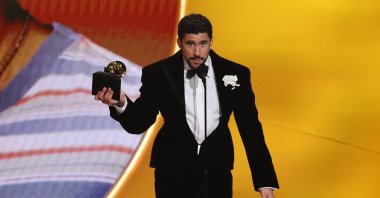 Bad Bunny accepts the award for Album of the Year for "Debi Tirar Mas Fotos" during the 68th Annual Grammy Awards, Los Angeles, California, U.S., Feb. 1, 2026. (Reuters Photo)