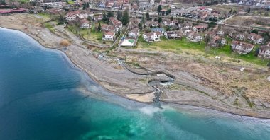The shores of Sapanca Lake, as water replenishment efforts continue to support the lake’s sustainability, Sakarya, Türkiye, Feb. 1, 2026. (AA Photo)