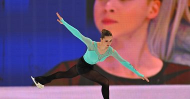 Russian figure skater Kamila Valieva performs during the quarterfinals of the 2026 Russian National Figure Skating Jumping Championships at Navka Arena, Moscow, Russia, Jan. 31, 2026. (AA Photo)