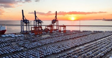 Imported cars are seen at the Haydarpaşa Port, Istanbul, Türkiye, Jan. 7, 2026. (IHA Photo)