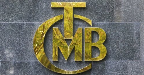 A logo of the Turkish central bank is pictured at the entrance of its headquarters in Ankara, Türkiye, Oct. 15, 2021. (Reuters Photo)