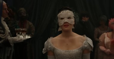 A scene from the "Bridgerton" trailer shows Sophia Baek.