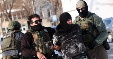 Federal agents detain a protester in Minneapolis, Minnesota, Feb. 3, 2026. (AFP Photo)