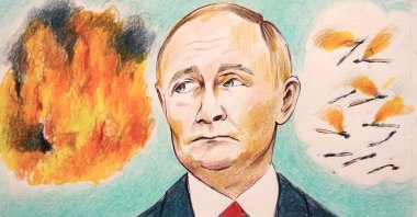 "Vladimir Putin kept his distance from the Iranian crisis, staying silent to avoid being linked to a possible defeat of an Iranian ally." (Illustration by Erhan Yalvaç)