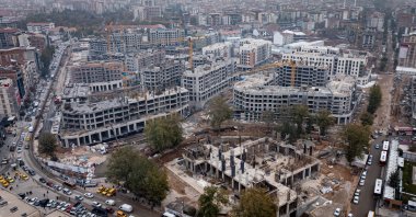 Following the earthquakes centered in Kahramanmaraş on Feb. 6, Türkiye's largest housing project is being carried out as part of a simultaneous permanent housing campaign in 11 provinces, Ikizce construction site, Malatya, Türkiye, Feb. 5, 2026. (AA Photo)