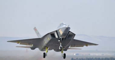 Türkiye's indigenously developed fifth-generation fighter jet Kaan takes off for its inaugural flight, Ankara, Türkiye, Feb. 21, 2024. (AA Photo)