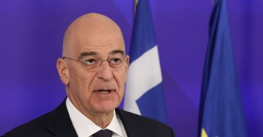 Greek Defense Minister Nikos Dendias talks to the press, Athens, Greece, Jan. 20, 2026. (Reuters Photo)