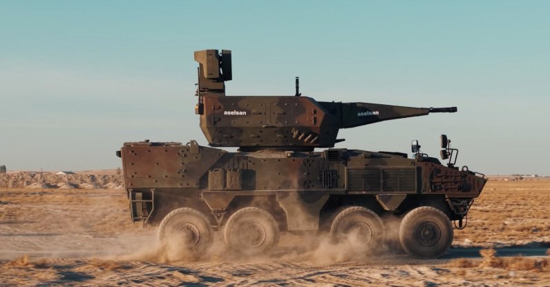 Aselsan's KORKUT 140/35 Close Area Air Defense System is seen on a platform in this photo shared on Jan. 6, 2026. (AA Photo)