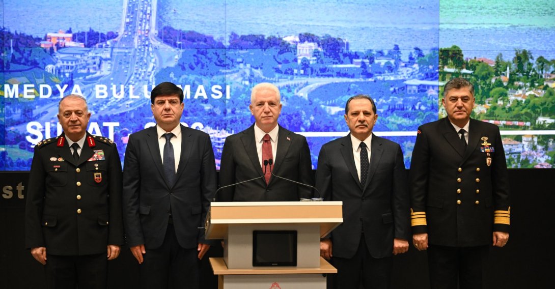 Istanbul Governor Davut Gül announces updated public security data for January 2026 during a press briefing at the Provincial Directorate of the Disaster and Emergency Management (AFAD), Istanbul, Türkiye, Feb. 5, 2026. (AA)