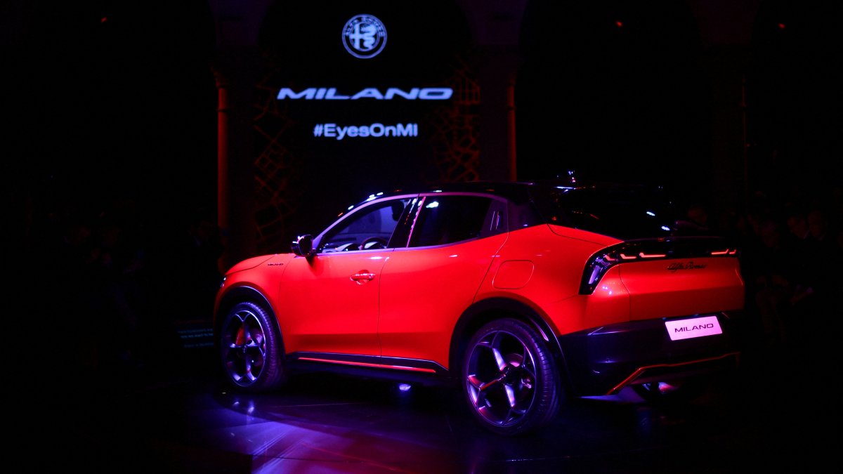 Stellantis' premium brand Alfa Romeo reveals the Milano, its first fully electric car, during an event in Milan, Italy April 10, 2024. (Reuters Photo)