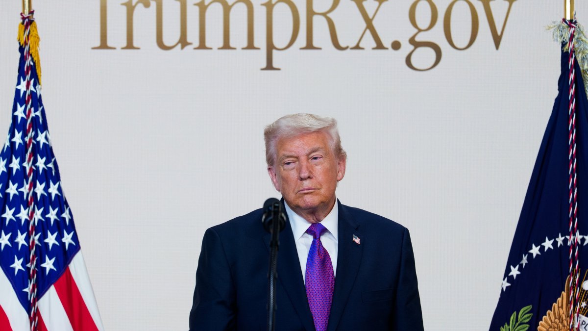 U.S. President Donald J. Trump looks on during an event to present 'TrumpRx,' a website for consumers to purchase prescription drugs, in the South Court Auditorium of the Eisenhower Executive Office Building on the White House Campus in Washington, D.C., Feb. 6, 2026. (EPA Photo)