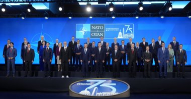 NATO leaders pose for an official photo at the NATO summit, Washington, U.S., July 10, 2024. (AP Photo)