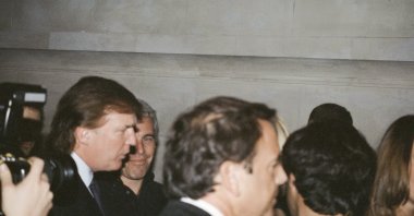 Businessperson Donald Trump and financier Jeffrey Epstein attend a Victoria's Secret Angels event sponsored by Rogers and Cowan at the club Duvet on 21st Street in New York City, New York, U.S., April 9, 1997. (Getty Images Photo)