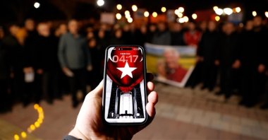 "Across the quake-hit region, commemorations were held at 4:17 a.m., the exact time the first tremor struck three years ago." (AA Photo)