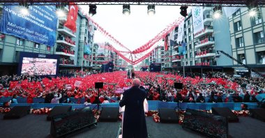 President Recep Tayyip Erdoğan speaks at an event commemorating the lives lost during the 2023 earthquakes, in southeastern province of Osmaniye, Türkiye, Feb. 6, 2026. (AA Photo)
