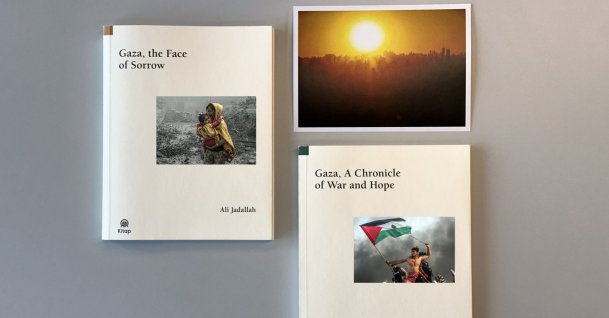 The book covers of "Gaza: A Chronicle of War" and "Hope and Gaza: The Face of Sorrow." (Courtesy of Halil İbrahim İzgi)