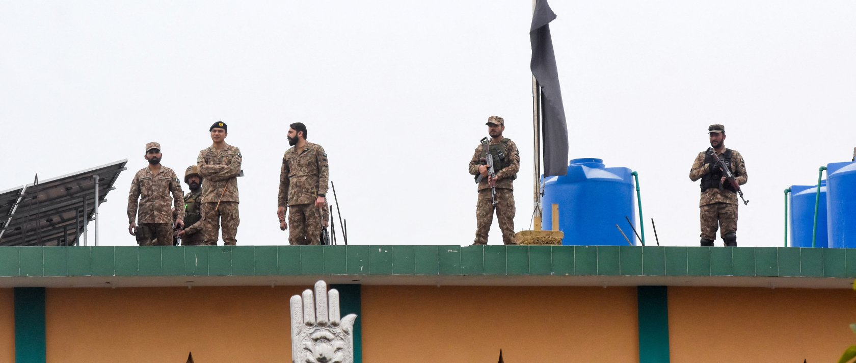 Army soldiers stand guard on the roof after a deadly explosion at a mosque in Islamabad, Pakistan, Feb. 6, 2026. (Reuters Photo)