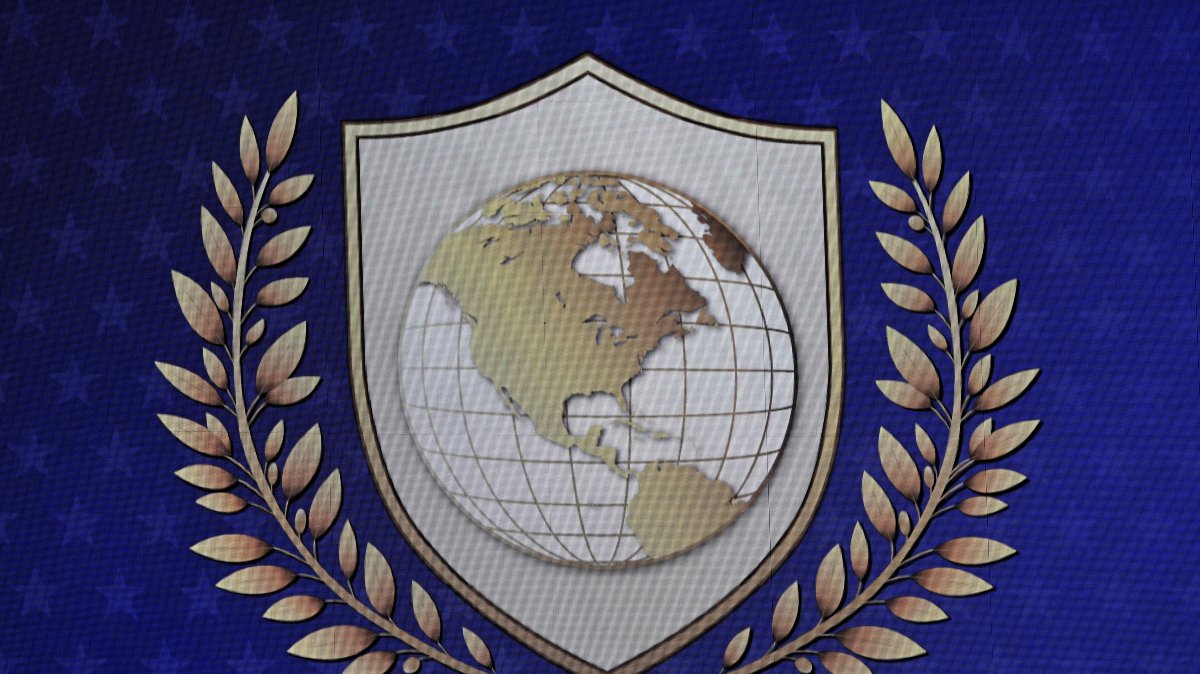 This photograph shows the logo of the "Board of Peace" during the World Economic Forum (WEF) annual meeting in Davos, Jan. 22, 2026. (AFP File Photo)