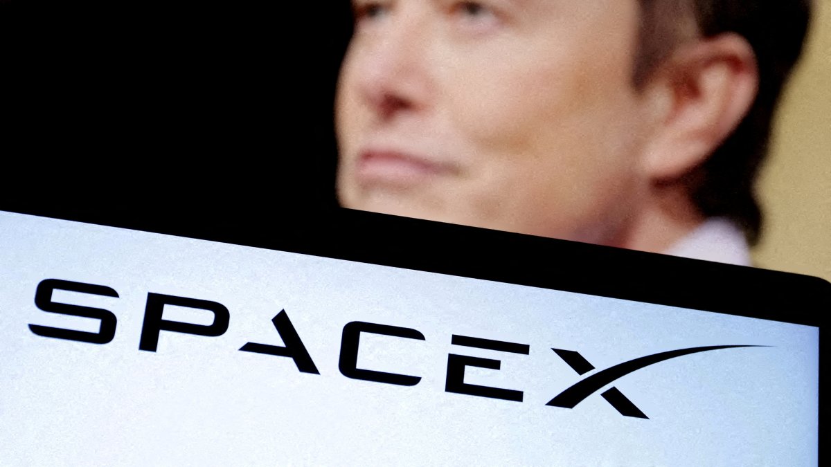 SpaceX's logo and an Elon Musk photo are seen in this illustration created Dec. 19, 2022. (Reuters File Photo)