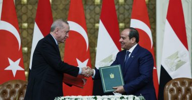 President Recep Tayyip Erdoğan attended the signing ceremony of agreements following one-on-one and delegation-level talks with Egyptian President Abdel Fattah el-Sissi, Cairo, Egypt, Feb. 4, 2026. (AA Photo)