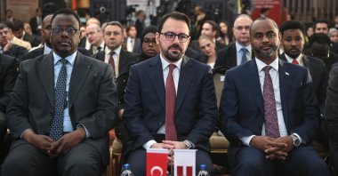 National Intelligence Academy President Talha Köse (C) at the Türkiye-Africa Strategic Dialogue program alongside Somalian Justice and Constitutional Affairs Minister Hassan Moallin Muhamoud Sheikhali (L) and Somalia’s Ports and Maritime Transport Minister Abdulkadir Mohamed Nur (R), Ankara, Türkiye, Feb. 9, 2026. (AA Photo)