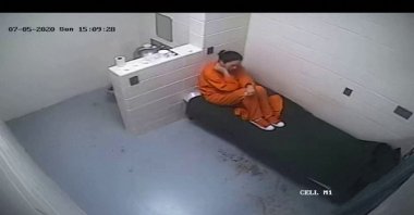 This screenshot taken on Feb. 9, 2026 from a CCTV video footage included in the latest Epstein files obtained from the U.S. Department of Justice shows convicted Ghislaine Maxwell in a Brooklyn jail cell in 2020. (AFP Photo)