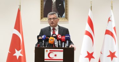 TRNC President Tufan Erhürman speaks to reporters at a news conference in Lefkoşa, Jan. 28, 2026. (AA File Photo)