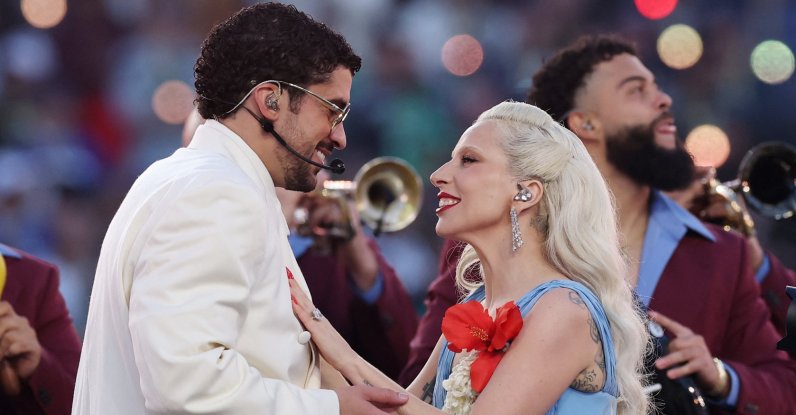 Bad Bunny and Lady Gaga perform onstage during the Apple Music Super Bowl LX Halftime Show at Levi's Stadium in Santa Clara, California, U.S., Feb. 8, 2026. (AFP Photo)