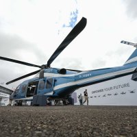 A general view of the Gökbey helicopter at the Farnborough International Airshow 2024, southwest of London, U.K., July 22, 2024. (AA Photo)