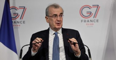 French central bank governor Francois Villeroy de Galhau gives a speech during the opening press conference of the Finance and Digital tracks of the French G-7 Presidency at the French Economy Ministry, Paris, France, Feb. 3, 2026. (AFP Photo)