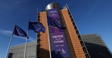 European Union flags flutter outside the European Commission headquarters in Brussels, Belgium, Dec.15, 2025. (Reuters File Photo)