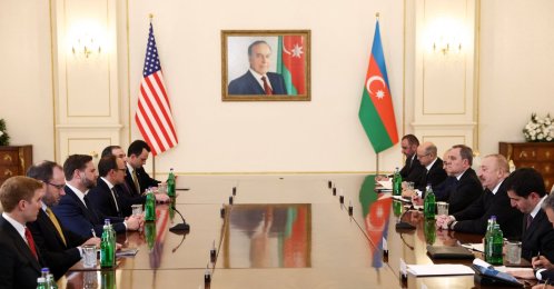 U.S. Vice President JD Vance attends a bilateral meeting with Azerbaijani President Ilham Aliyev at the Zagulba Presidential Residence in Baku, Azerbaijan, Feb.10, 2026. (Reuters Photo)