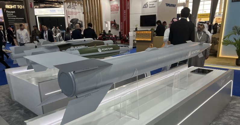 High-speed, multiplatform loitering munition, Eren, developed by Turkish defense company Rokestan, is seen at its booth during the World Defense Show (WDS) 2026, Riyadh, Saudi Arabia, Feb. 9, 2026. (AA Photo)