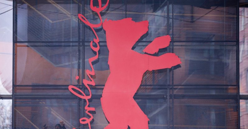 Workers install the symbolic Berlinale Bear ahead of the beginning of the 76th Berlin International Film Festival "Berlinale" in front of the Berlinale Palace, Berlin, Germany, Feb. 6, 2026. (EPA Photo)