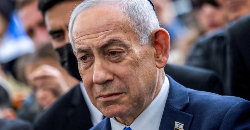 Israel's Prime Minister Benjamin Netanyahu reacts during the funeral of an Israeli hostage in the southern town of Meitar, Jan. 28, 2026. (Reuters File Photo)