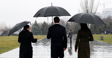U.S. Vice President JD Vance (C) and second lady, Usha Vance (R), following the visit to the memorial, Yerevan, Armenia, Feb. 10, 2026. (Reuters Photo)