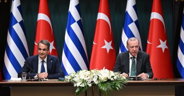 President Recep Tayyip Erdoğan and Greek Prime Minister Kyriakos Mitsotakis attend a joint news conference in Ankara, Feb. 11, 2026. (AA Photo)