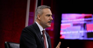  Foreign Minister Hakan Fidan speaks during a television interview in Istanbul, Türkiye, Feb. 9, 2026. (AA Photo)