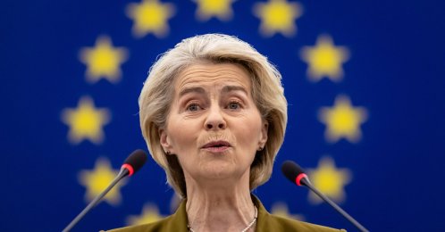 European Commission President Ursula von der Leyen speaks during a debate, Strasbourg, France, Feb. 11, 2026. (EPA Photo)