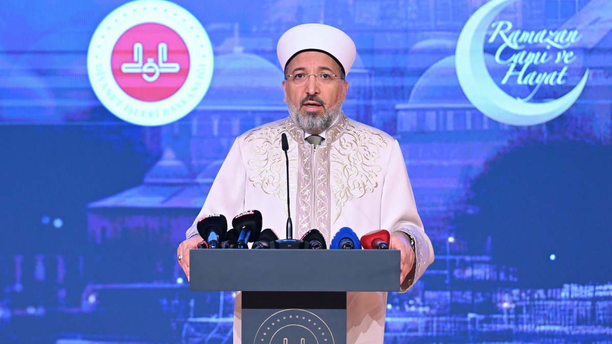 Directorate of Religious Affairs (Diyanet) Safi Arpaguş delivers a speech at an event in Ankara, Türkiye, Feb. 12, 2026. (AA Photo)