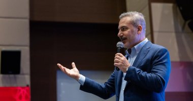 Foreign Minister Hakan Fidan speaks at an event, Istanbul, Türkiye, Jan. 31, 2026. (DHA Photo)