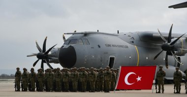 Turkish troops leave for the Steadfast Dart-26 exercise in northwestern Tekirdağ province, Türkiye, Feb. 7, 2026. (DHA Photo)