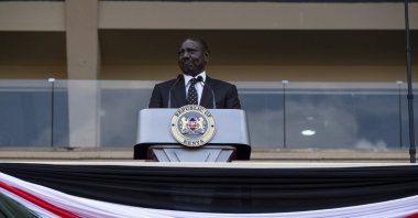 Kenya’s President William Ruto addresses the crowd and dignitaries at Nyayo Stadium, in Nairobi, Oct. 17, 2025. (AFP File Photo)